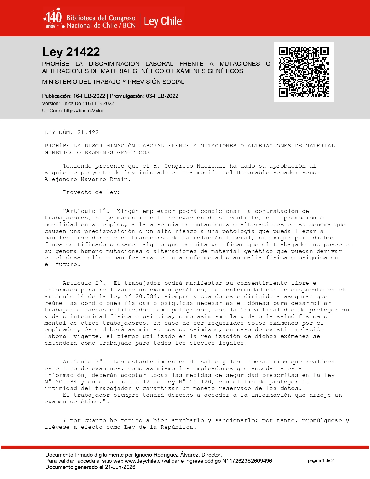 Ley 21422